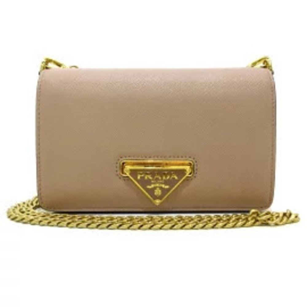 Prada Shoulder Bag Pink Beige Cream Saffiano Leather